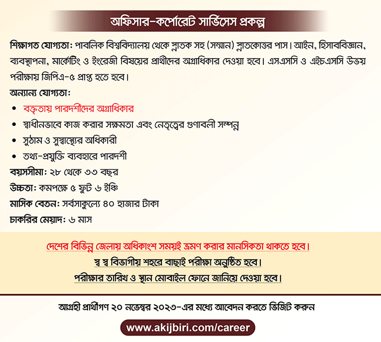 চুক্তিভিত্তিক নিয়োগ দেবে আকিজ গ্রুপ