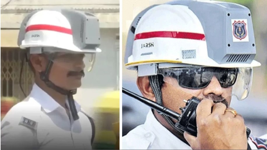 চরম গরমে ট্রাফিক পুলিশের মাথায় এসি লাগানো হেলমেট
